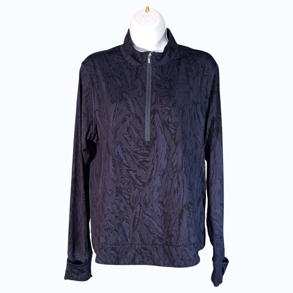 Greyson Pullover Quarter Zip Womens Large Blue Performance Long Sleeve Golf